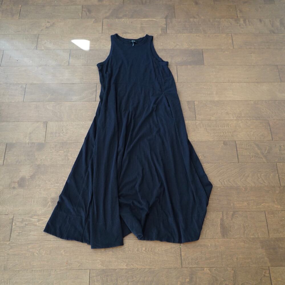 ME+EM Black Sleeveless Midi Dress 100% Cotton Round Neck Size US 8